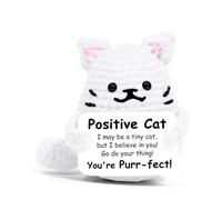 Mini poupée de vache des Highlands au crochet avec carte d'énergie positive, peluche de soutien émotionnel pour soulager le stress, joli cadeau pour femmes, amis, étudiants (3)