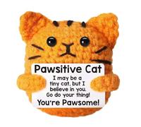 Mini poupée de vache des Highlands au crochet avec carte d'énergie positive, peluche de soutien émotionnel pour soulager le stress, joli cadeau pour femmes, amis, étudiants (10)