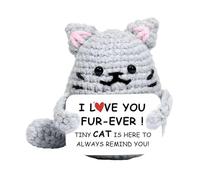 Mini poupée de vache des Highlands au crochet avec carte d'énergie positive, peluche de soutien émotionnel pour soulager le stress, joli cadeau pour femmes, amis, étudiants (2)