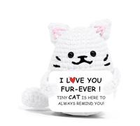 Mini poupée de vache des Highlands au crochet avec carte d'énergie positive, peluche de soutien émotionnel pour soulager le stress, joli cadeau pour femmes, amis, étudiants (4)