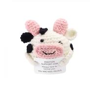 Mini poupée de vache Highland au crochet - Avec carte d'énergie positive - Soutien émotionnel - Pour soulager le stress - Cadeau mignon pour femmes, amis, étudiants (6)