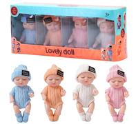 Mini poupées de bébé 4 pièces de 4 pouces, petites poupées endormies réalistes avec des vêtements sur couleurs, petite poupée articulée mobile, cadeaux pour filles, vêtements couleur unie, petit