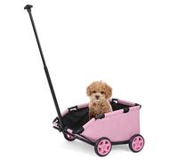 Mini poussette pliable pour petits animaux de compagnie avec sac de rangement, coussin intégré et corde de sécurité, sacs de courses avec poignée de traction extensible, sac de transport pour chien