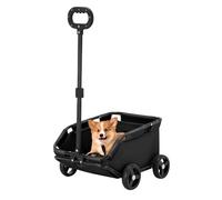 Mini poussette pliable pour petits animaux de compagnie,Plaque de base en PVC renforcé et épais, boucle de sécurité anti-décrochage + sac de rangement + barre de chariot rotative/Noir