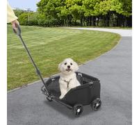 Mini poussette pour chien, avec poignée extensible (53-76 cm), poussette d'extérieur pliable pour animal de compagnie, voyage, acier au carbone et tissu Oxford, 86 x 51 x 35 cm, noire