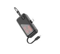 Mini Powerbank 8000mAh USB-C 22.5W et Lightning 20W avec Format Porte-Clé Noir