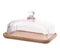Mini présentoir à gâteau avec dôme en verre, plateau de service en bois pour desserts, plateau rectangulaire au beurre et fromage, petit présentoir à gâteau 17,8 x 11,7 cm, parfait pour les fêtes et