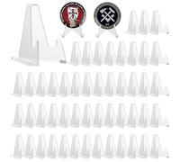 Mini Presentoir Chevalet Acrylique Support Monnaie de Collection - Lot de 50 Pieces - en Plastique Transparent de 2,1 pouces - Socle Carte Postale | Pokemon | Medaille | Badge