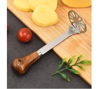 Mini presse-purée à avocat avec poignée antidérapante en bois en acier inoxydable pour haricots et pommes de terre, petit presse-purée léger (patte de chat B)