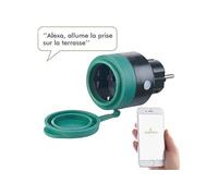 Luminea Home Control – Mini prise d'extérieur connectée SF-475 16 A compatible commandes vocales