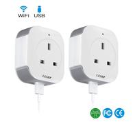Mini prise intelligente sans fil à Port unique, 2 pièces/ensemble, avec sortie USB (5V/1A), commutateur intelligent Wi-Fi, prise UK 100-240V