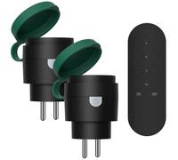 Mini Prises Télécommandées Extérieures Programmables IP44, Portée 40 M, 2300 W, 2 Prises Télécommandées et 1 Télécommande,