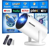Mini Proiettore 4K 1080P Proiettore Portatile con Android TV App integrata, Proiettore WiFi 6 Bluetooth 5.2 con Auto Correzione Ruotabile 180°Supporta Phone/HDMI/USB/PS5,con Cavo HDMI & Mouse,Bianco