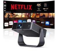 Mini projecteur 4K 【maintenant avec Netflix/Live TV/rotatif à 330°】 Vidéoprojecteur intelligent avec mise au point automatique/correction trapézoïdale 6D, mini projecteur 4K 1080P Full HD WiFi6