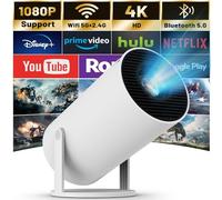 Mini Projecteur 4K Supportée, Videoprojecteur Portable WiFi 6 Bluetooth, Projecteur Video avec Auto Keystone, 130 Pouces, Retournement à 180 Degrés, Dystème D'exploitation Android 11.0 (Gris)