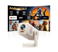 Mini projecteur [applications intégrées | courte distance] projecteur | Vidéoprojecteur petit Android 14 OS Commande vocale Auto Correction trapézoïdale Mise au point manuelle WiFi 6 Deux voies