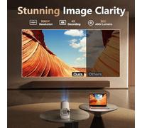 Mini projecteur avec support 4K et résolution native 1080p, projecteur portable avec WiFi 6 et Bluetooth 5.0, 300 ANSI lumens, haut-parleur HiFi, clé de voûte automatique, Android 11