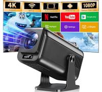 Mini projecteur avec Wi-Fi et Bluetooth, support 4K 1080p, projecteur portable, rotation à 180°, écran de 120 pouces, projecteur de film automatique compatible avec HDMI/USB/smartphone/PC/ordinateur
