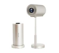 Mini projecteur avec WiFi et Bluetooth, projecteur de film intelligent natif 1080p, projecteur portable 4K avec mise au point électrique, clé de voûte automatique, haut-parleur 5 W intégré, projecteur