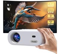 Mini projecteur avec WiFi et Bluetooth - Projecteur HD portable compatible avec iOS/téléphone Android/tablette/ordinateur portable/PC/clé TV/boîte/clé USB/console de jeu, résolution 720p, 260 ANSI
