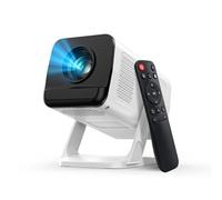 Mini projecteur avec WiFi et Bluetooth, projecteur portable natif 720p, 200 ANSI, système intelligent Android 14, correction automatique du trapèze, projecteur vidéo rotatif à 210 ° compatible avec