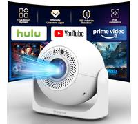 Mini projecteur de mise au point automatique compatible 4K 1080p, applications intégrées et Keystone automatique rotatif à 180°, projecteur portable avec WiFi et Bluetooth, cinéma maison, projecteur