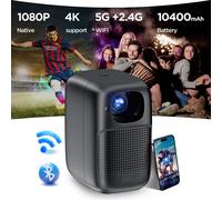 Mini projecteur HDeye V1 pour affichage simultané, 1080P, foyer électronique, batterie intégrée 10400 mAh, Bluetooth 5.0, noir