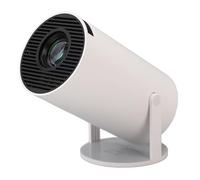 Mini Projecteur Intelligent pourTV 11.0, Prise en 4K/1080P, WiFi 5G, BT 5.2, Rotation à 270°, Correction Automatique, Projecteur Rond sans Fil pour Cinéma Maison (Prise UE)