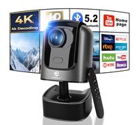 Mini Projecteur, Podazz Rétroprojecteur Portable 4K 12000 Lumen 5G WiFi 6 Bluetooth Projecteur Domestique 1080P Full HD Smart Vidéoprojecteur d'extérieur pour iOS/Android/HDMI/USB, E-Focus