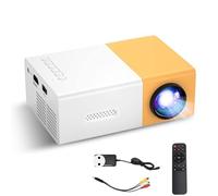 Mini Projecteur Portable 1920 X 1080p HD 5 V/2 A avec Haut-parleurs Stéréo à Faible Bruit, Projecteur de Lumière Douce pour Cinéma Maison, Film en Plein Air, Jaune et Blanc