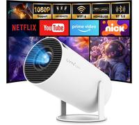 Mini projecteur portable avec Android TV, 1080P 4K, rotation à 180°, avec WiFi 6 & Bluetooth 5, mini projecteur portable pour téléphone/TV Stick/HDMI/PS5/iOS HY300 PRO