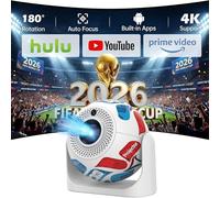 Mini projecteur portable avec Wi-Fi et Bluetooth, compatible 4K, rotation à 180, applications intégrées, correction trapézoïdale vertica