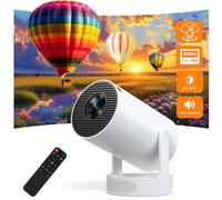 Mini projecteur, prend en charge 4K 1080p, 220 lumens ANSI, rotation à 180° avec applications intégrées, Keystone vertical automatique et proyecteur de mise au point manuelle, WiFi 6 Bluetooth 5.0