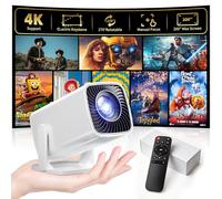 Mini projecteur, projecteur portable 4K, projecteur Full HD 1080p pour extérieur, projecteur de film rotatif à 270°, affichage maximum de 200 pouces, compatible avec smartphone, TV Stick,