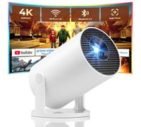 Mini projecteur, projecteur portable avec Wifi et Bluetooth, applications intégrées, support 4K 1080p, rotation à 180°, clé de voûte automatique, projecteur de film compatible avec HDMI/USB/clé TV