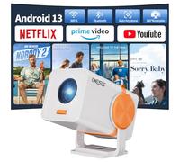 Mini projecteur, projecteur portable avec wifi et Bluetooth, projecteur d'extérieur peut être alimenté par une batterie externe, petit projecteur de film, rotation à 180°, Android 13, application