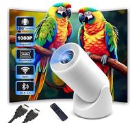 Mini projecteur résistant au feu avec WiFi et Bluetooth, 1080p pris en charge, 300 ANSI, clé de voûte automatique, écran de 200", projecteur de téléphone portable pour iPhone, Android, TV Stick, HDMI,
