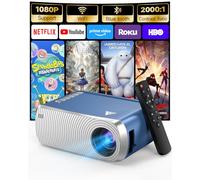 Mini Projecteur Video 4K 1080P Supporte, Videoprojecteur Portable avec WiFi et Bluetooth 5.4, Retroprojecteur de Cinéma D'extérieur, Projecteurs Vidéo avec Haut-Parleur pour Téléphone/HDMI/USB/Clé TV