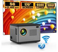 Mini Projecteur Video, Videoprojecteur Portable WiFi Bluetooth, Retroprojecteur Home Cinéma 720p Natif Supportée 1080p HDMI Compatible Smartphone, TV Stick, PS5, iOS, Android, PC