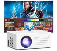 Mini Projecteur, Vidéoprojecteur Bi-Canal Bluetooth et 50%-100% Zoom, Full HD 1080P Retroprojecteur Portable Visonnage de 200 Pouces pour Home Cinéma, Compatible avec TV Stick/HDMI/Smartphone/Souris