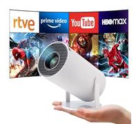 Mini Projecteur, Videoprojecteur Portable, 4K/200 ANSI Auto Keystone Projecteur avec WiFi 6, BT 5.0, Jusqu'à 130 Pouces, Retournement à 180 degrés, système d'exploitation Android 11.0 intégré