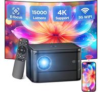 Mini Projecteur, VideoProjecteur Portable Focus Électrique, 15000 Lumens 1080P Full HD, Vidéoprojecteur WiFi 5G Bluetooth 5.2,Compatible avec Smartphone/HDMI/USB/TV Stick