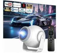 Mini Projector with 4K & 8K 1080 FHD, Portable Projector with Android 14, 5G WiFi 6 and Bluetooth 5.4, 270° Rotation, Smart Projector with HDMI/USB/DC, Automatic Horizontal Keystone Correction