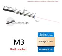 Mini Proximity Switch Small Size M3 M4 M5 M6 Inductive Sensor Micro Metal Three Wire Automation Sensing Unthreaded(M3 Unthreaded,PNP 3 Wires,Normally Open)