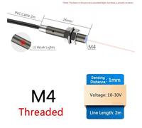 Mini Proximity Switch Small Size M3 M4 M5 M6 Inductive Sensor Micro Metal Three Wire Automation Sensing Unthreaded(M4 Threaded,PNP 3 Wires,Normally Closed)