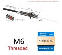 Mini Proximity Switch Small Size M3 M4 M5 M6 Inductive Sensor Micro Metal Three Wire Automation Sensing Unthreaded(M6 Threaded,PNP 3 Wires,Normally Open)