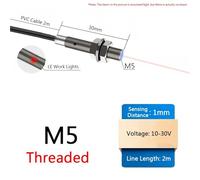 Mini Proximity Switch Small Size M3 M4 M5 M6 Inductive Sensor Micro Metal Three Wire Automation Sensing Unthreaded(M5 Threaded,PNP 3 Wires,Normally Closed)