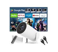 Mini Proyector Con WiFi 6, Bluetooth 5.0, Proyector portátil 4K 1080P Support, rotación de 180°,Visualización de 130 Pulgadas, Compatible Con HDMI/portátiles/móviles.(Blanco)