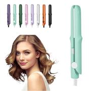 Mini Purpose Curling Iron, Upgrade 2 in 1 Mini Curling Wand & Flat Iron Hair Straightener, Portable Travel Curling Wand for Women, Hair Straightener for All Type (Light Green)