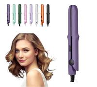 Mini Purpose Curling Iron, Upgrade 2 in 1 Mini Curling Wand & Flat Iron Hair Straightener, Portable Travel Curling Wand for Women, Hair Straightener for All Type (Dark Purple)